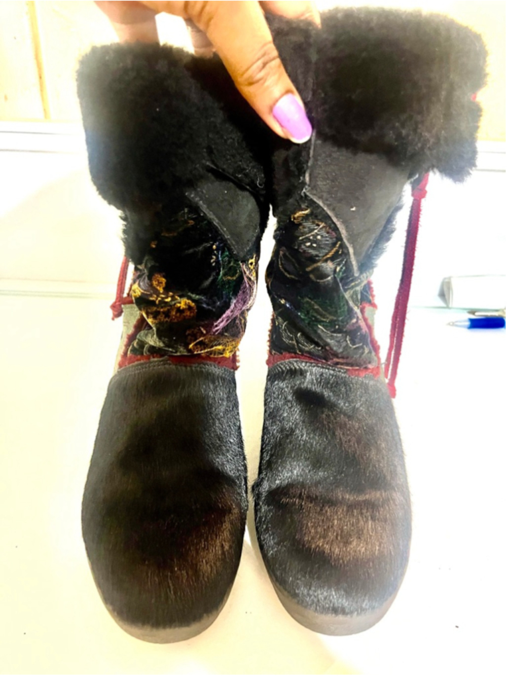 Vintage Tecnica Italian après-ski teal fur boots women size 36/5.5
